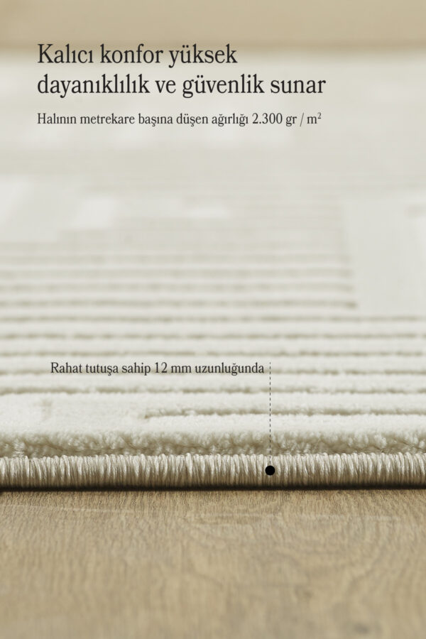 Modern Oturma Odası Halısı Salon Halısı Yolluk Krem Halı Hav Toz Vermez Kolay Temizlenebilir Halı - Görsel 4