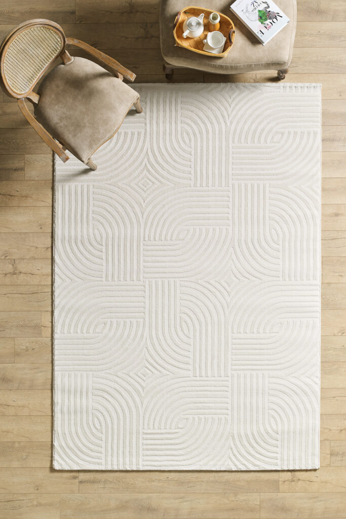 Modern Halı Salon Halısı Oturma Odası Halısı Yolluk Krem Halı Hav Toz Vermez Kolay Temizlenebilir