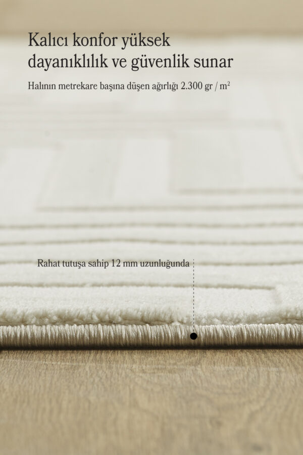 Modern Tasarım Salon Halısı Oturma Odası Halısı Krem Halı Yolluk Toz Vermez Kolay Temizlenebilir - Görsel 4