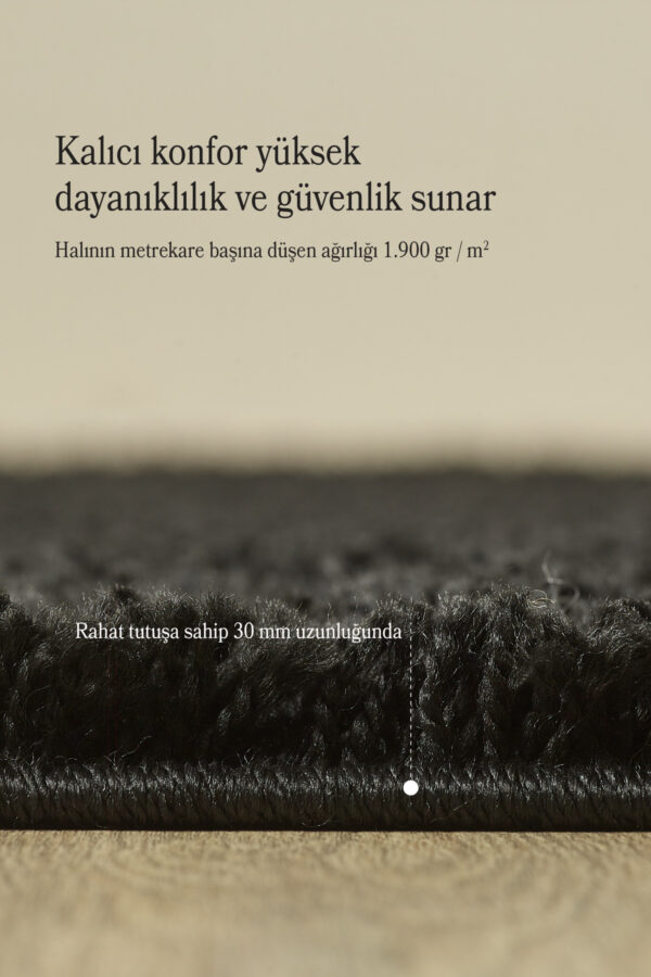 Modern Desensiz Siyah Halı Salon Halısı Oturma Odası Halısı Çocuk Halısı Yumuşak Halı Yuvarlak - Görsel 5