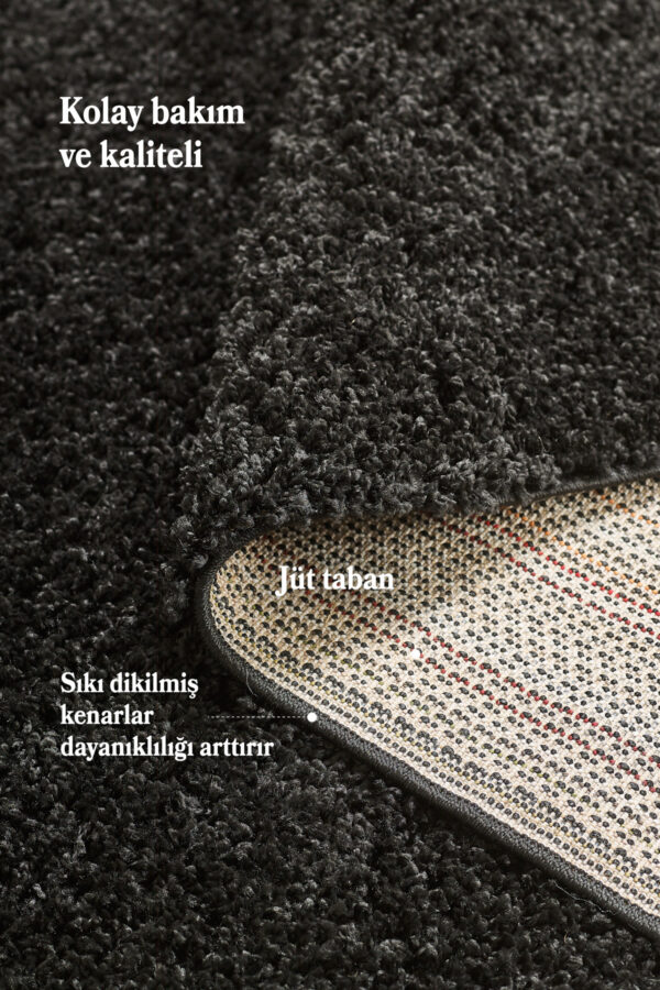 Modern Desensiz Siyah Halı Salon Halısı Oturma Odası Halısı Çocuk Halısı Yumuşak Halı Yuvarlak - Görsel 4