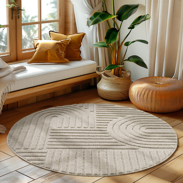 Modern Salon Halısı Bej Halı Tek Renk Halı Mutfak Halısı Yıkanabilir Halı Oval Halı