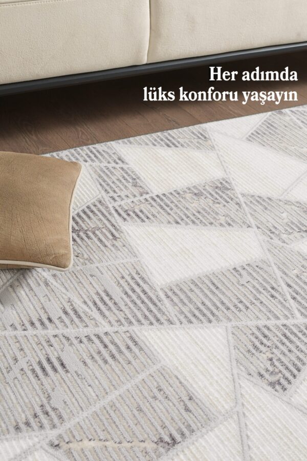 Salon Halısı Mutfak Halısı Dokuma Halı Siyah Çerçeveli Halı Yumuşak Halı Polyester Jüt Halı - Görsel 2