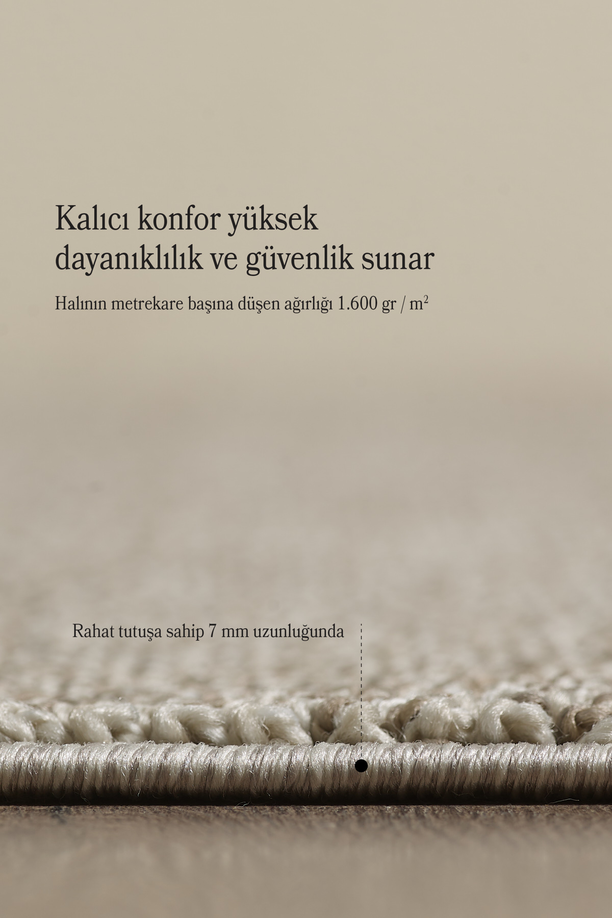 Naturel Bukleli Halı Hahverengi Halı Salon Halısı Yuvarlak Halı Oeko-Tex Sertifikalı Silinebilir - Görsel 7